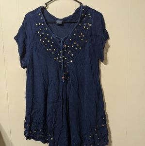 Blue boho women's top
